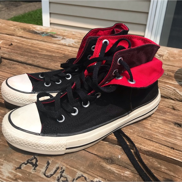💕Black & hot pink fold down converse - Picture 3 of 12